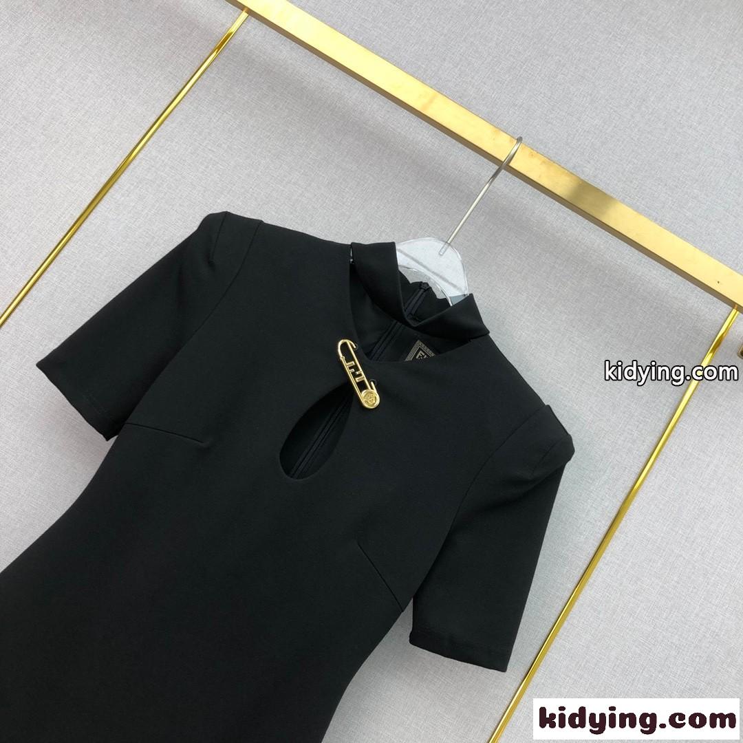 FENDI×VERSACE セクシー フェンディ ワンピース コピー 半袖 きれいめ レディース ブラック-1
