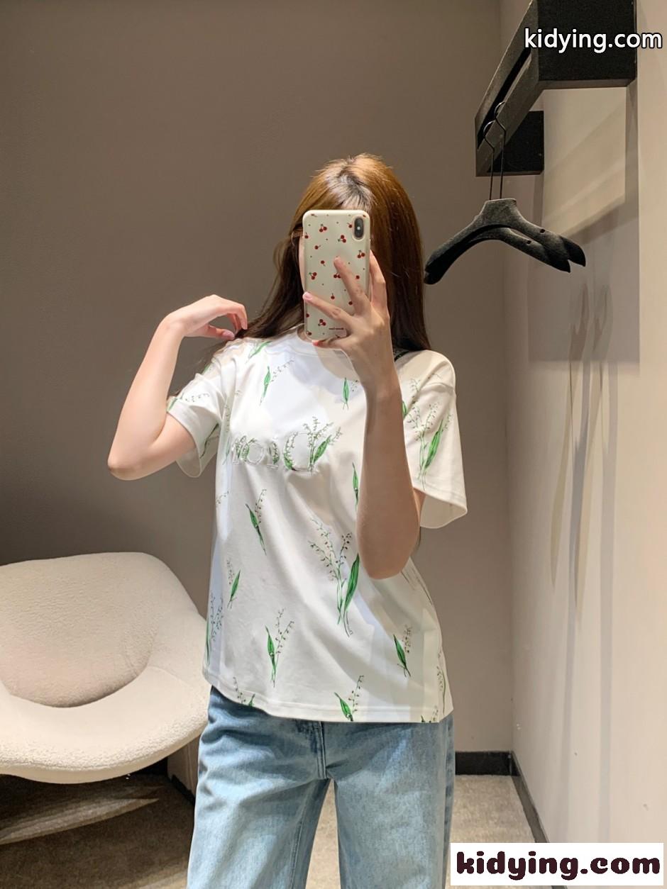 爽やか プリント コット ン半袖Tシャツ クリスチャン・ディオール Tシャツ コピー-3