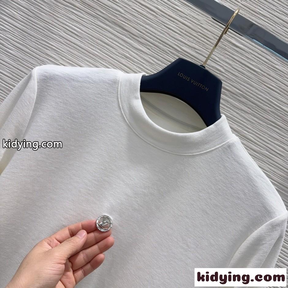 シンプル 着回し カットソー ルイ・ヴィトン Tシャツ 偽物 コットンブレンド ホワイト-1