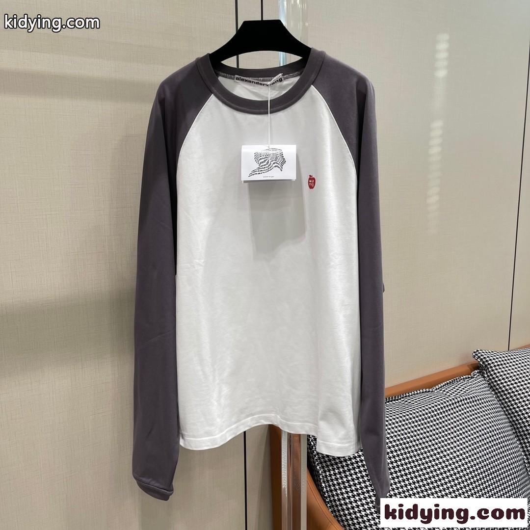 シンプル クルーネック 配色 ロゴ アレキサンダーワング Tシャツ コピー カジュアル 定番-0