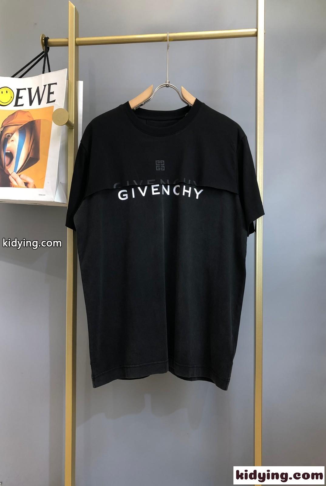 オーバーラップエフェクト プリント コットン Tシャツ ジバンシィ Tシャツ コピー-0
