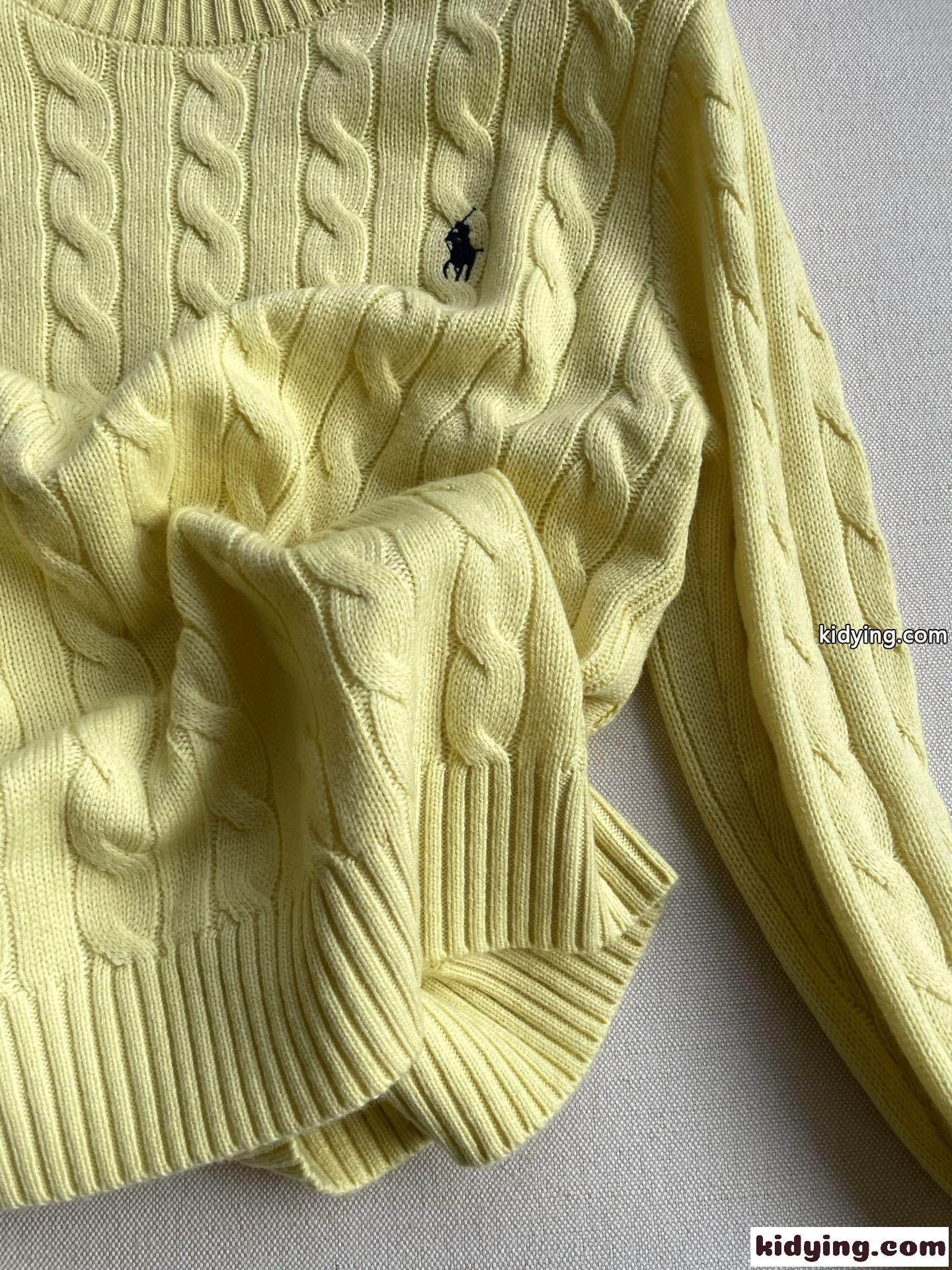 ケーブル編み クルーネック 定番 人気 ラルフローレン セーター 偽物 ロゴ刺繍 イエロー-0