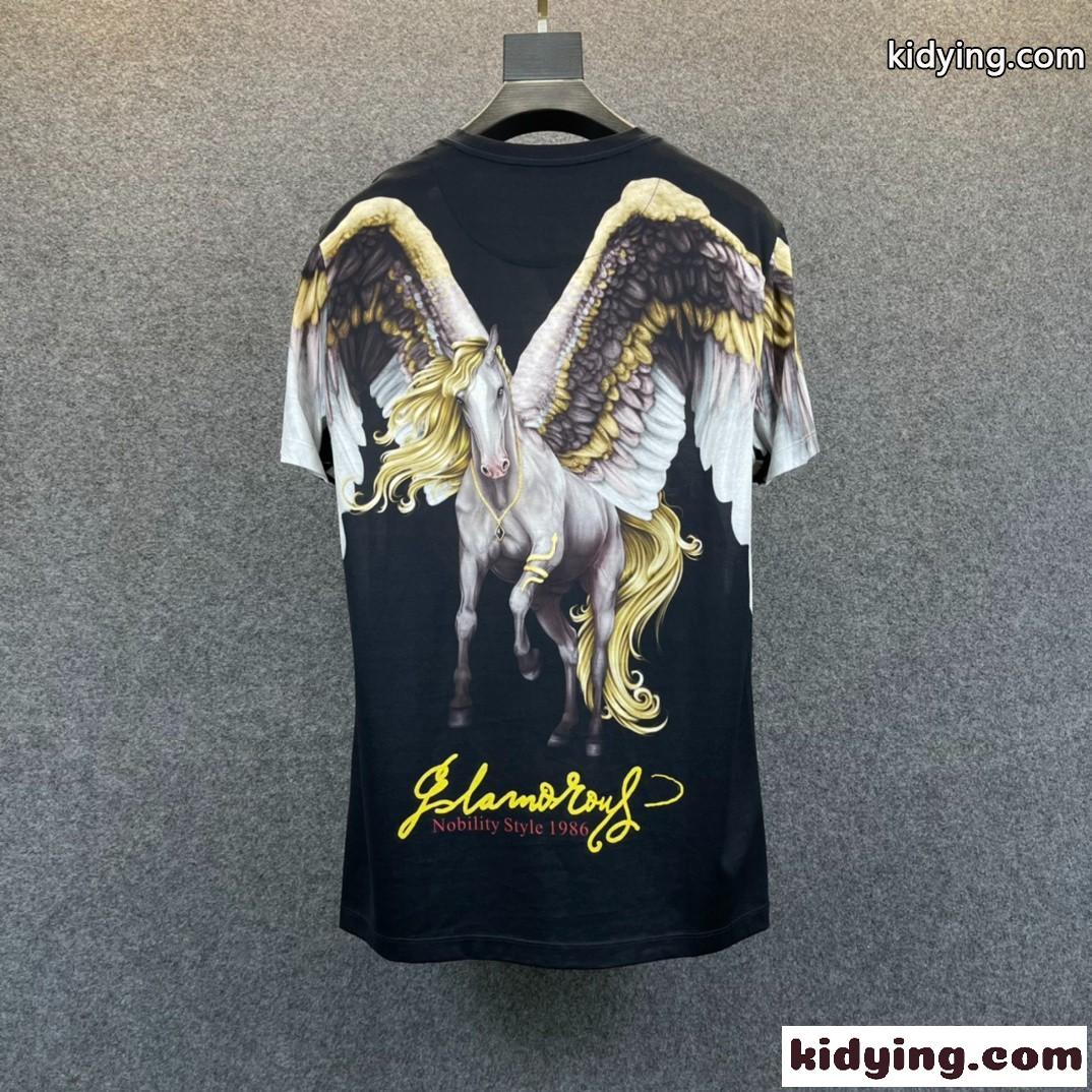 注目される プリント ラウンドネック 半袖Tシャツ エルメス Tシャツ コピー 柔らかい メンズ 春夏 新作 トップス-5
