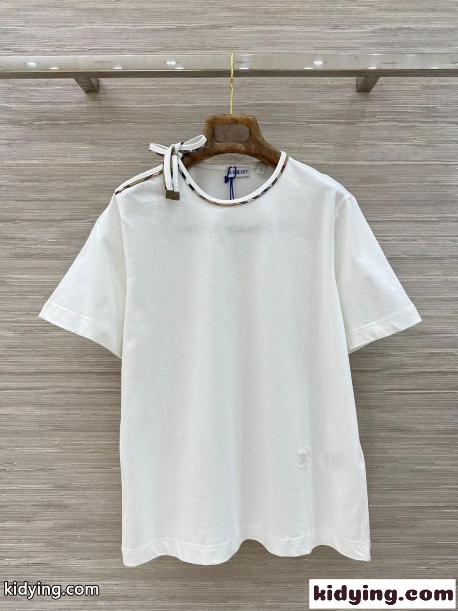 タイスリーブ コットンTシャツ バーバリー Tシャツ コピー ホワイト-0