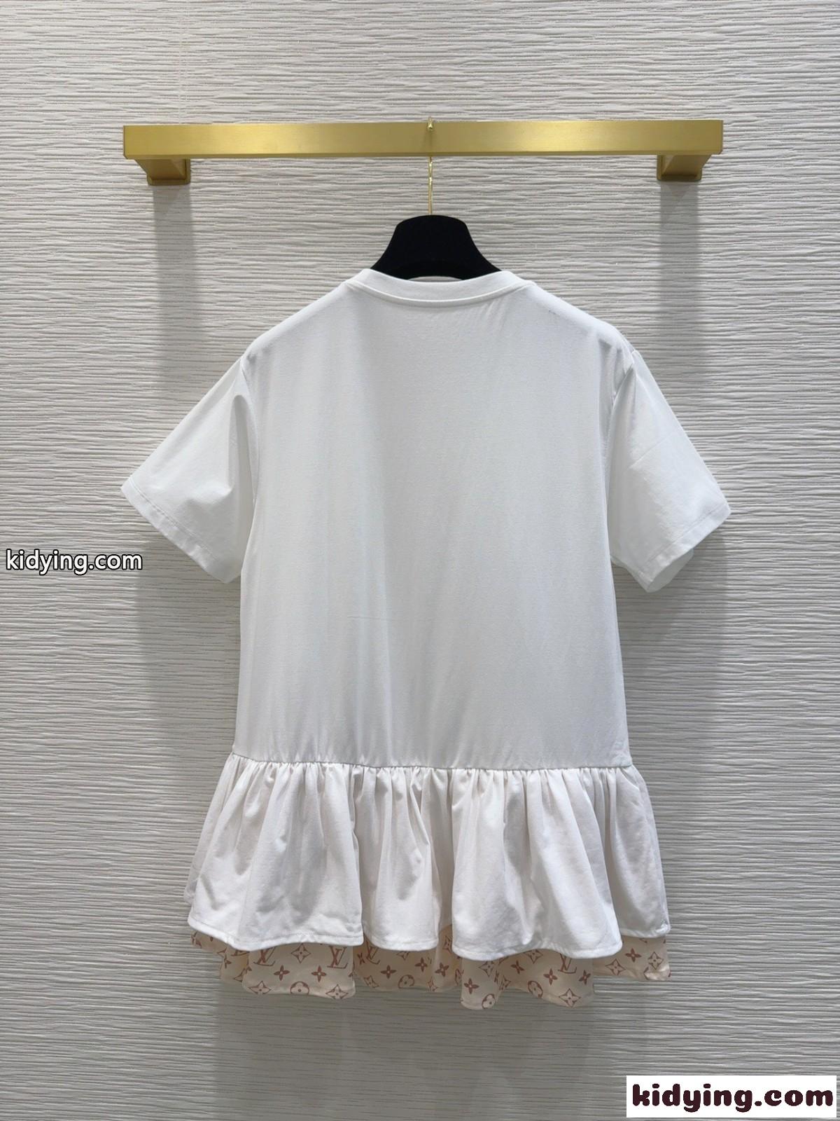 可愛い モノグラムフラウンスTシャツ ルイヴィトン Tシャツ コピー ショートスリーブ-3