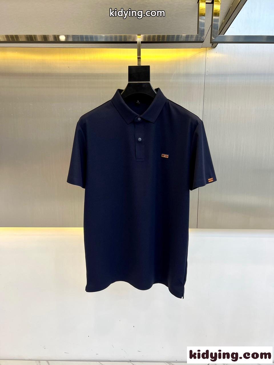 シンプル カジュアル 半袖 ポロシャツ エルメネジルド・ゼニア 半袖Tシャツ コピー ダークブルー-0