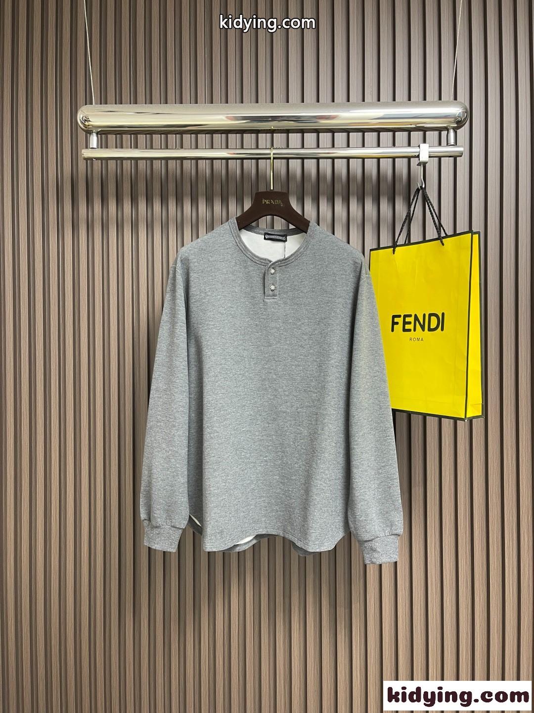 カジュアル コットン ヘンリーネック 長袖Tシャツ クロムハーツ Tシャツ 偽物-1