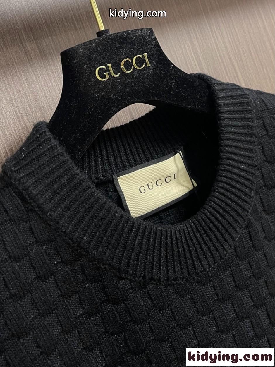 GUCCI ロゴ刺繍 クルーネックニット グッチ セーター コピー ブラック-2