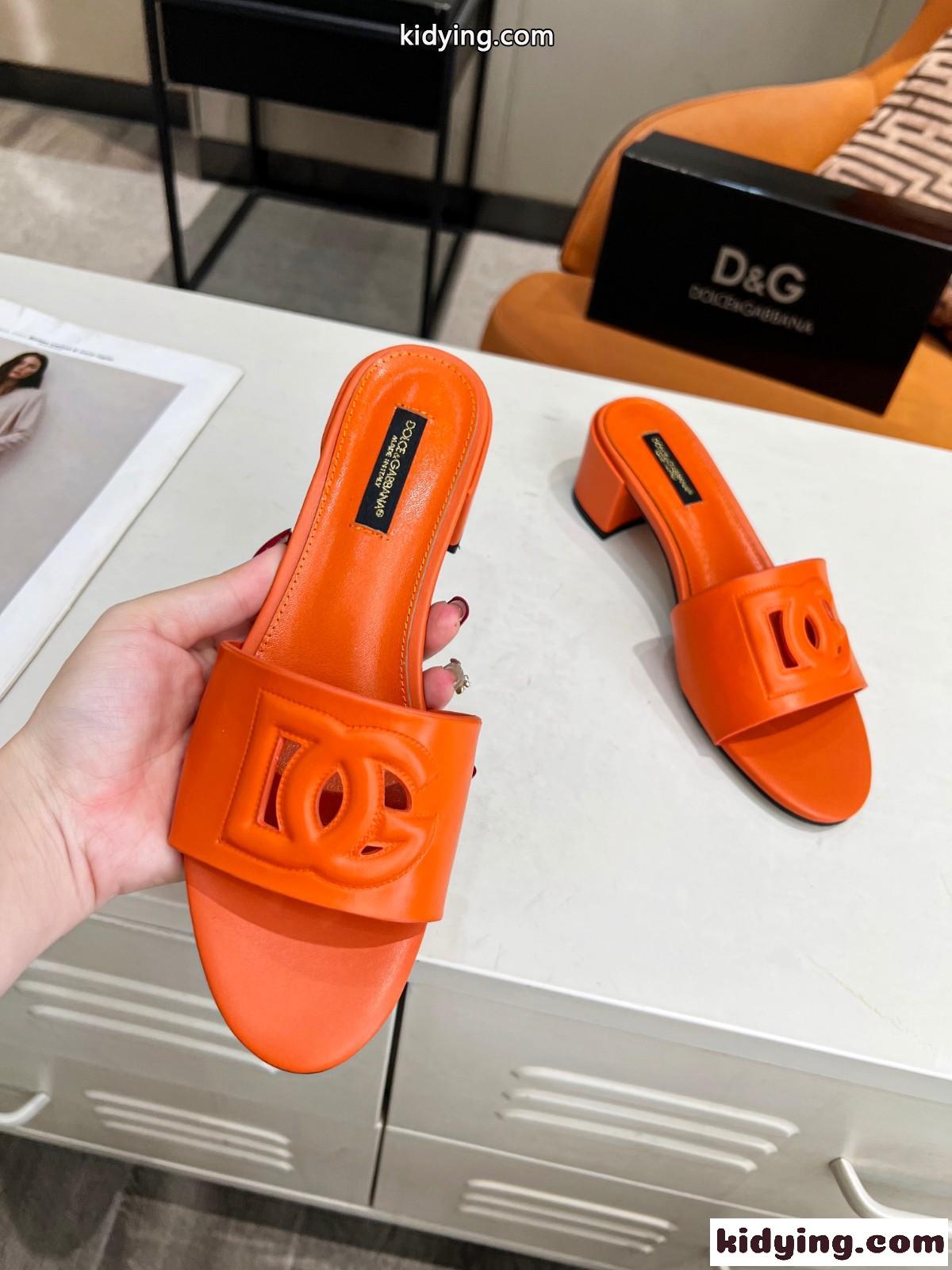 ミュール カーフスキン DG MILLENIALSロゴ ドルチェ&ガッバーナ サンダル コピー オレンジ-3