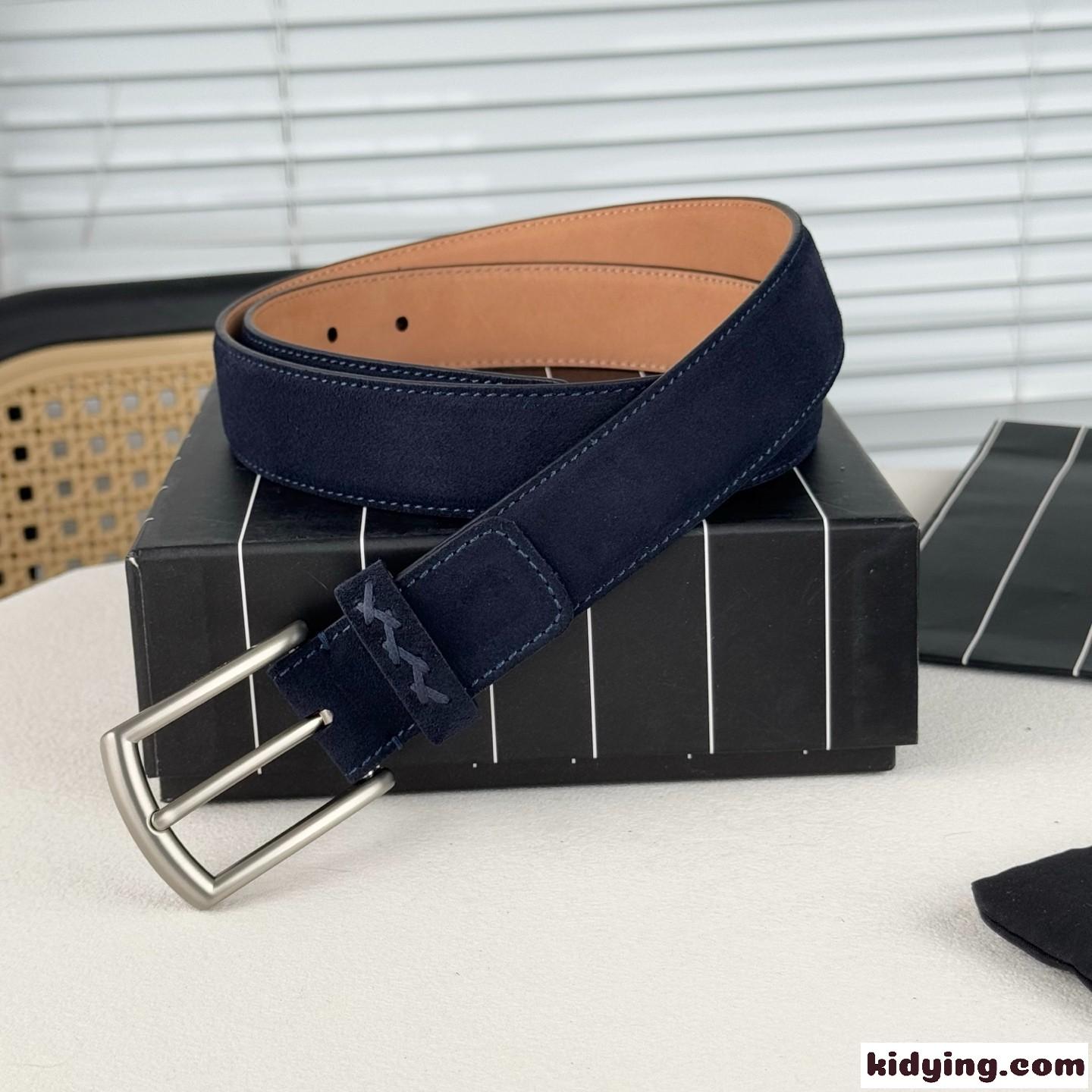 シンプル 上品 スエードベルト エルメネジルド・ゼニア ベルト コピー ネイビー-4