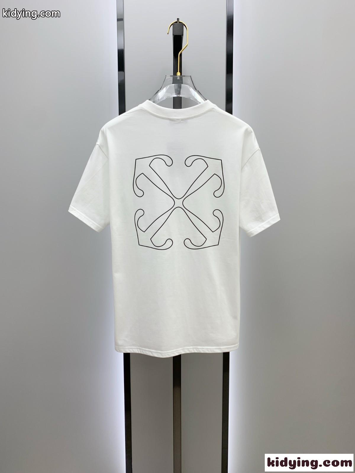 オフホワイト Tシャツ コピー カジュアル ロゴ入り コットン 半袖Tシャツ ホワイト-3