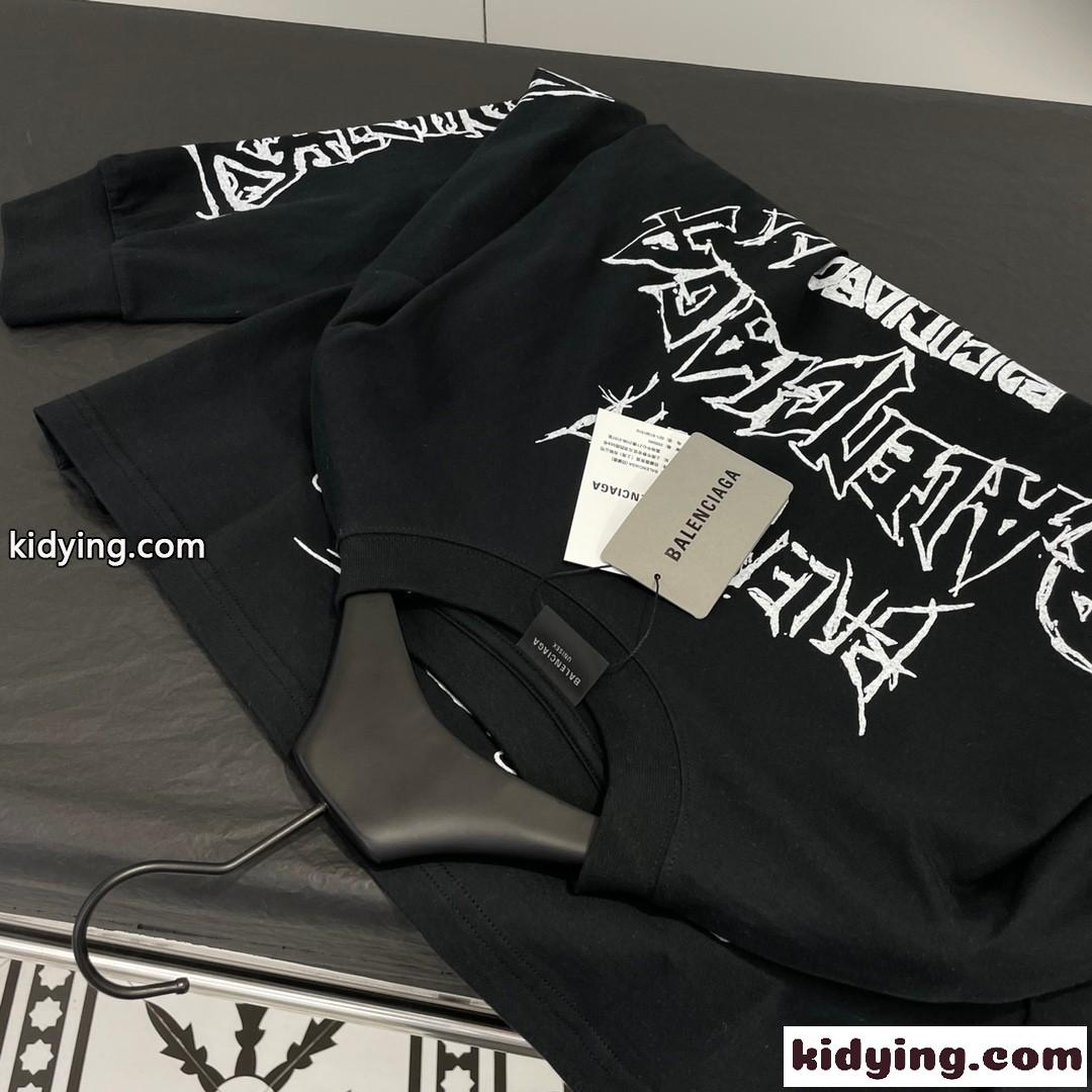 カジュアル ロングスリーブ Tシャツ バレンシアガ Tシャツ 偽物 ユニセックス ブラック-3