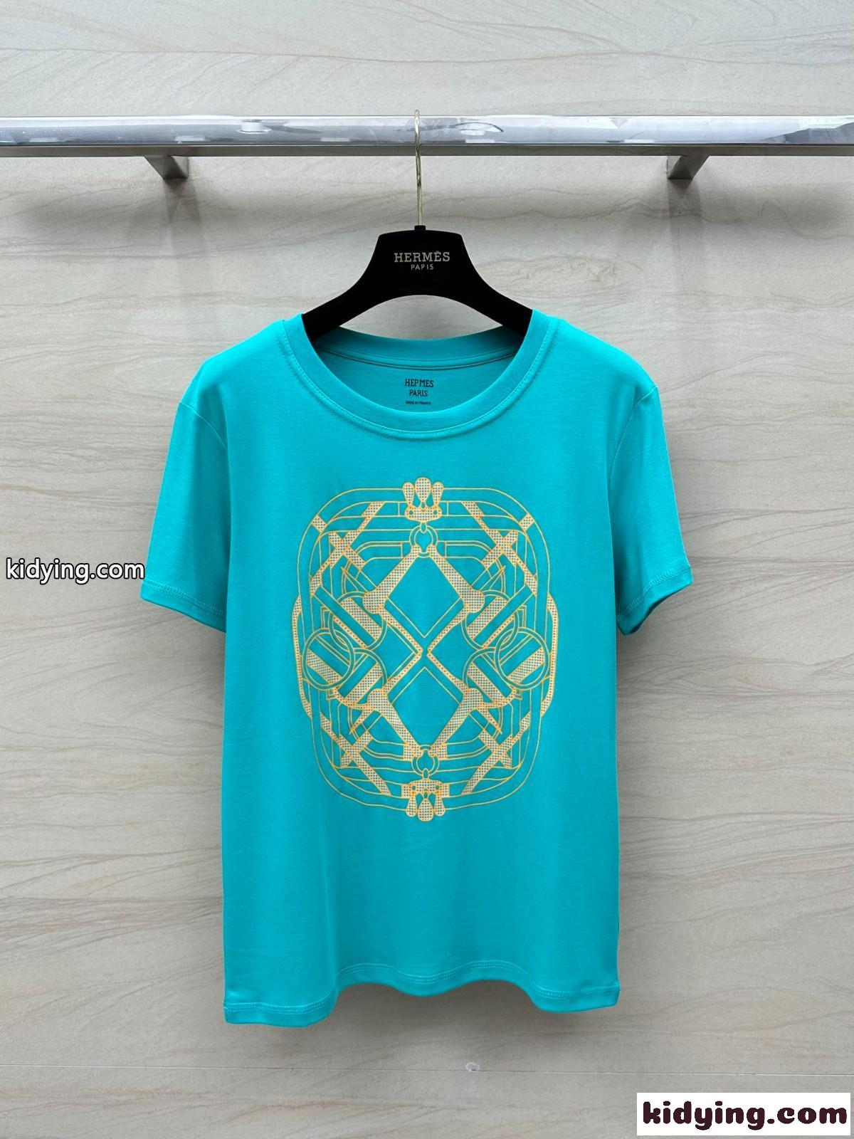 大人気 使い勝手の良い 半袖Tシャツ エルメス Tシャツ コピー ブルー-2