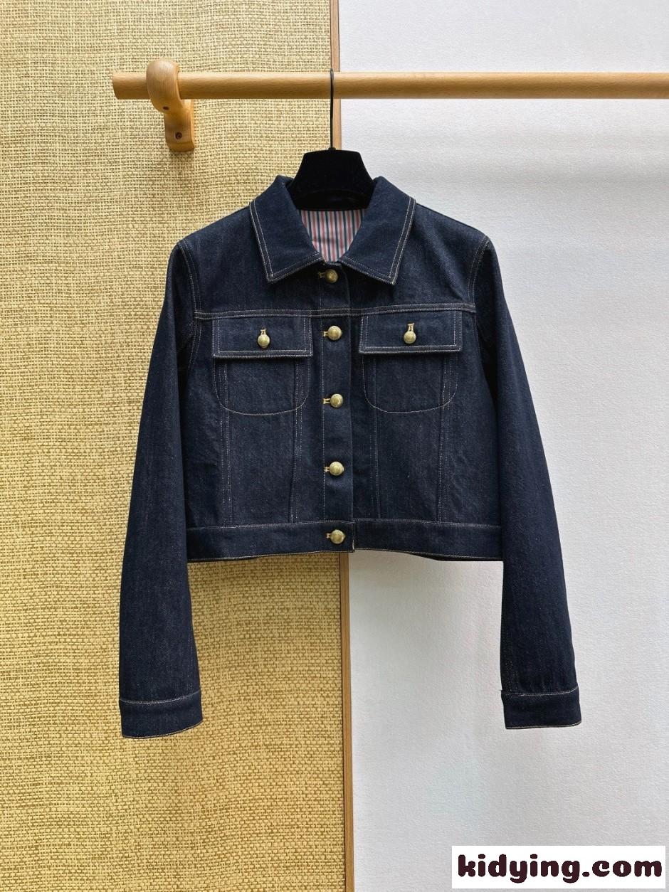 洗練された クロップド デニムジャケット トムブラウン ジャケット 偽物-2