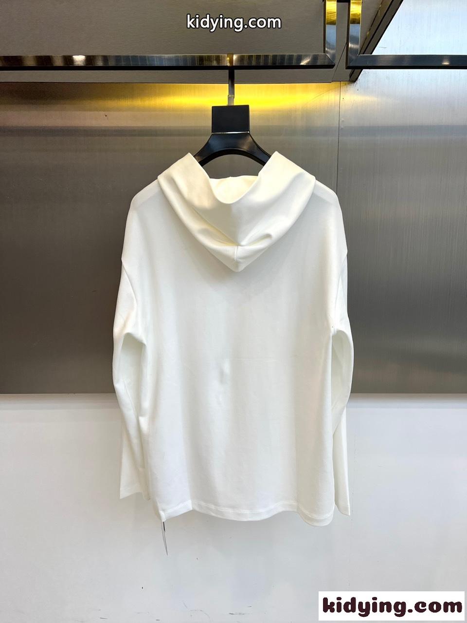 シンプル 着回し フード付き プルオーバー プラダ Tシャツ 偽物 合わせやすい ホワイト-3