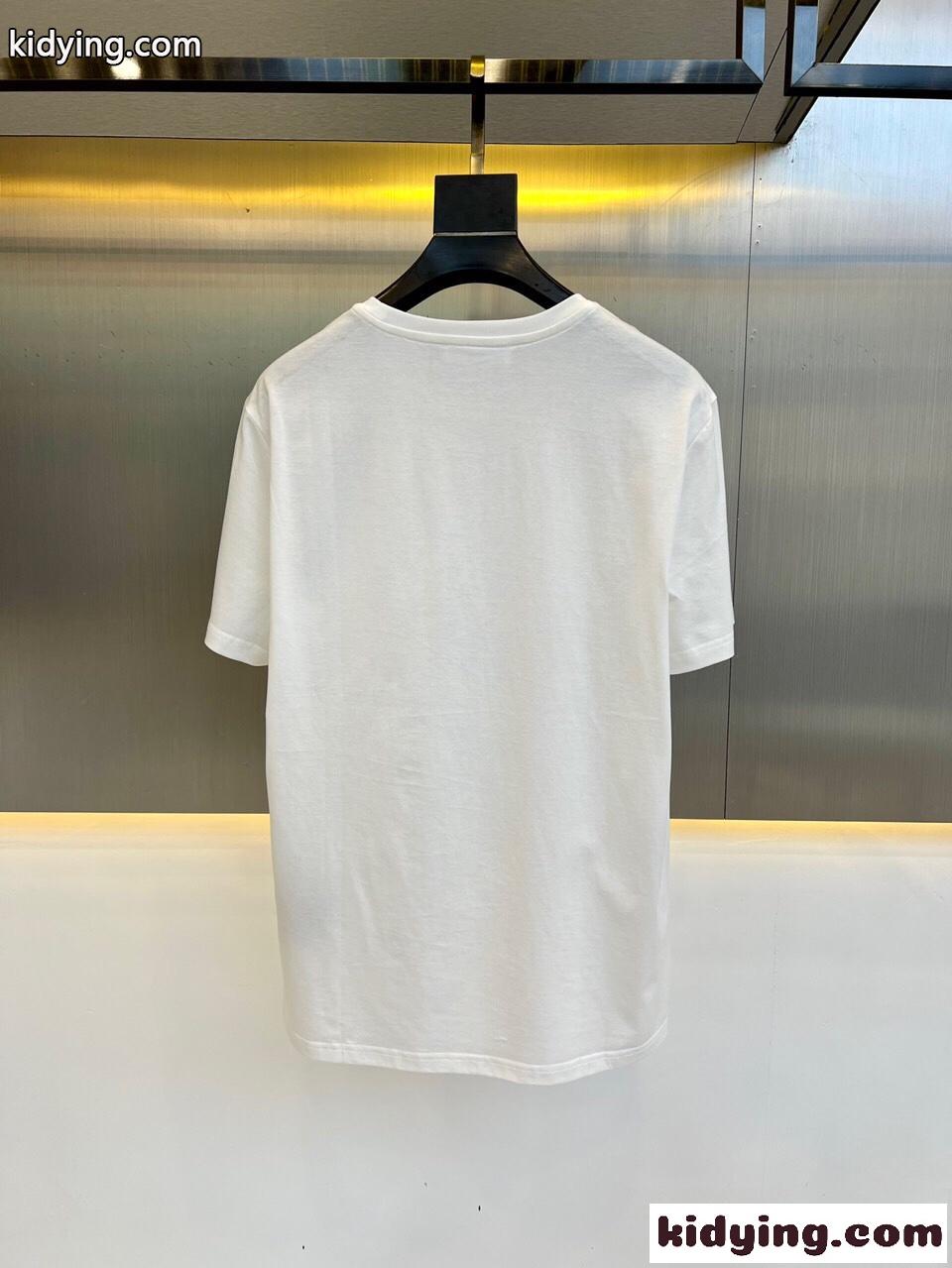 男女兼用 シンプル クルーネック 半袖Tシャツ プラダ Tシャツ コピー ホワイト-4