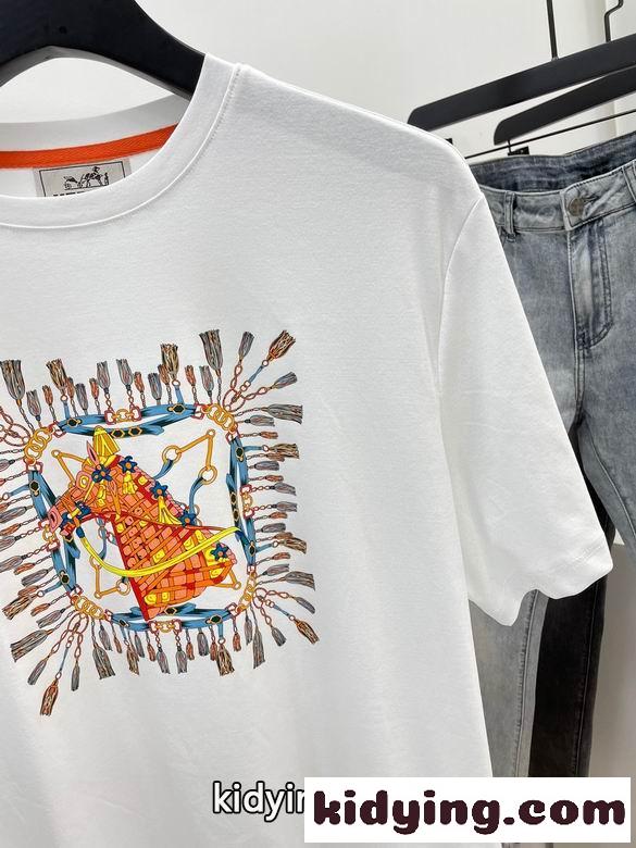 エルメス 半袖tシャツ コピー クルーネック 春夏 定番 合わせやすい プリント 着心地いい トップス-4