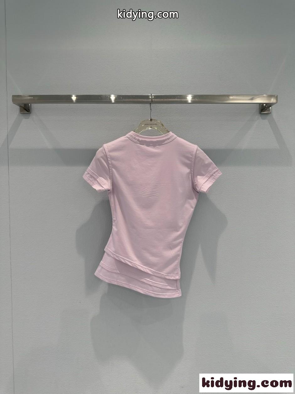 レイヤード風 半袖Tシャツ アレキサンダーワング Tシャツ コピー ピンク-4
