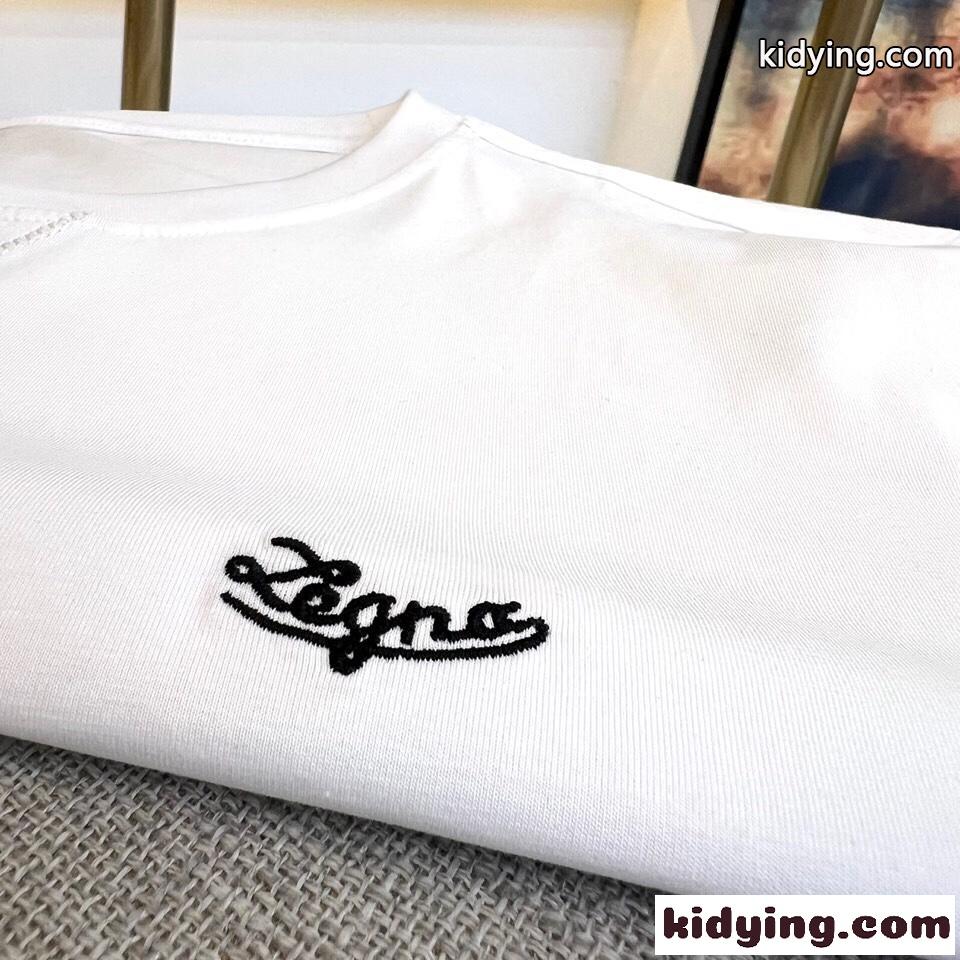 シンプル カジュアル 刺繍入り エルメネジルド・ゼニア 半袖Tシャツ コピー ホワイト-2