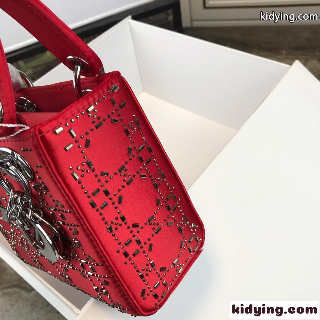 クリスチャン・ディオール バッグ コピー 大人気 LADY DIOR カナージュ サテン ミニバッグ レッド-0