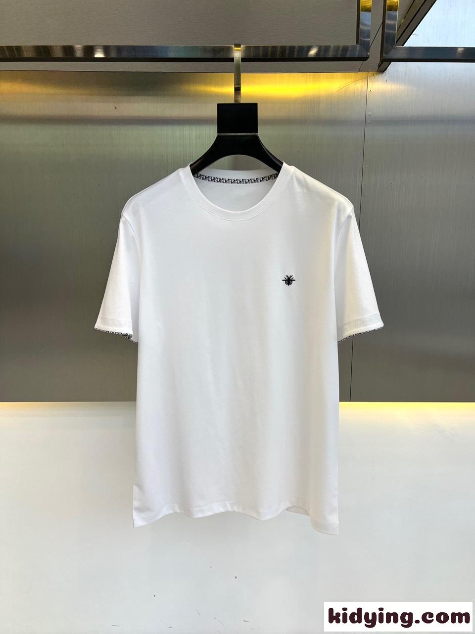 洗練された カジュアル コットン 半袖Tシャツ クリスチャン・ディオール Tシャツ コピー ホワイト-0