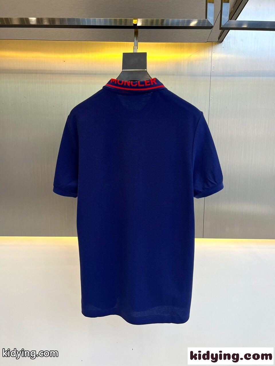 洗練された コットンピケ ポロシャツ モンクレール Tシャツ コピー 半袖 トップス ブルー-4
