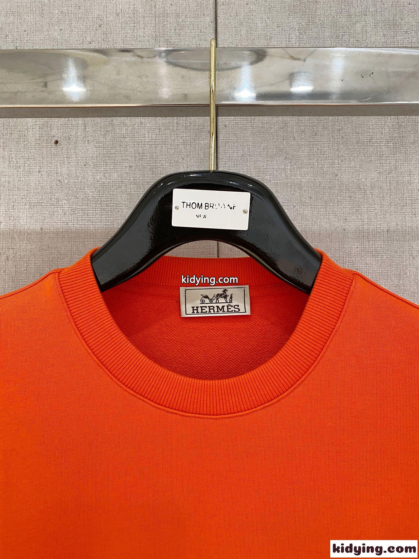 エルメス Tシャツ 偽物 スタイリッシュ スウェットシャツ プルオーバー オレンジ-1