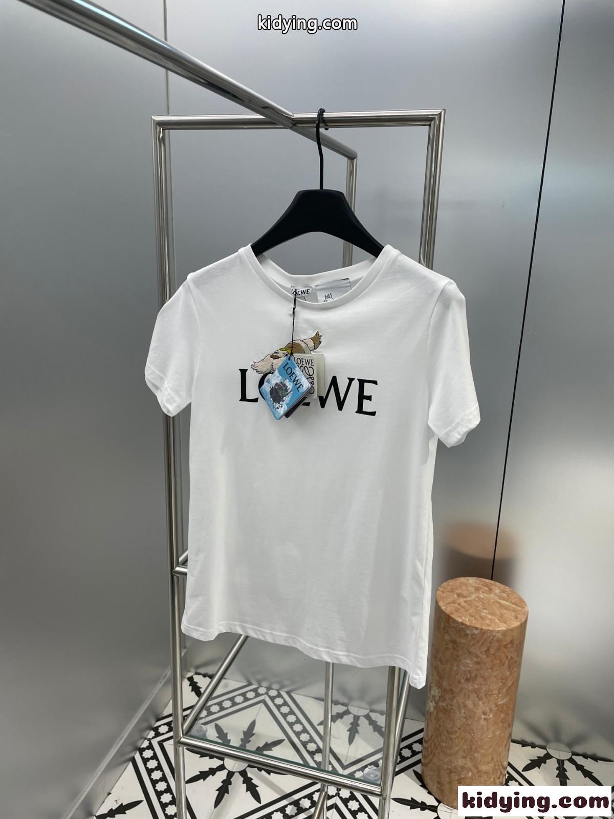 LOEWE x ハウルの動く城&人気 クルーネック コットン 半袖Tシャツ ロエベ Tシャツ コピー-0