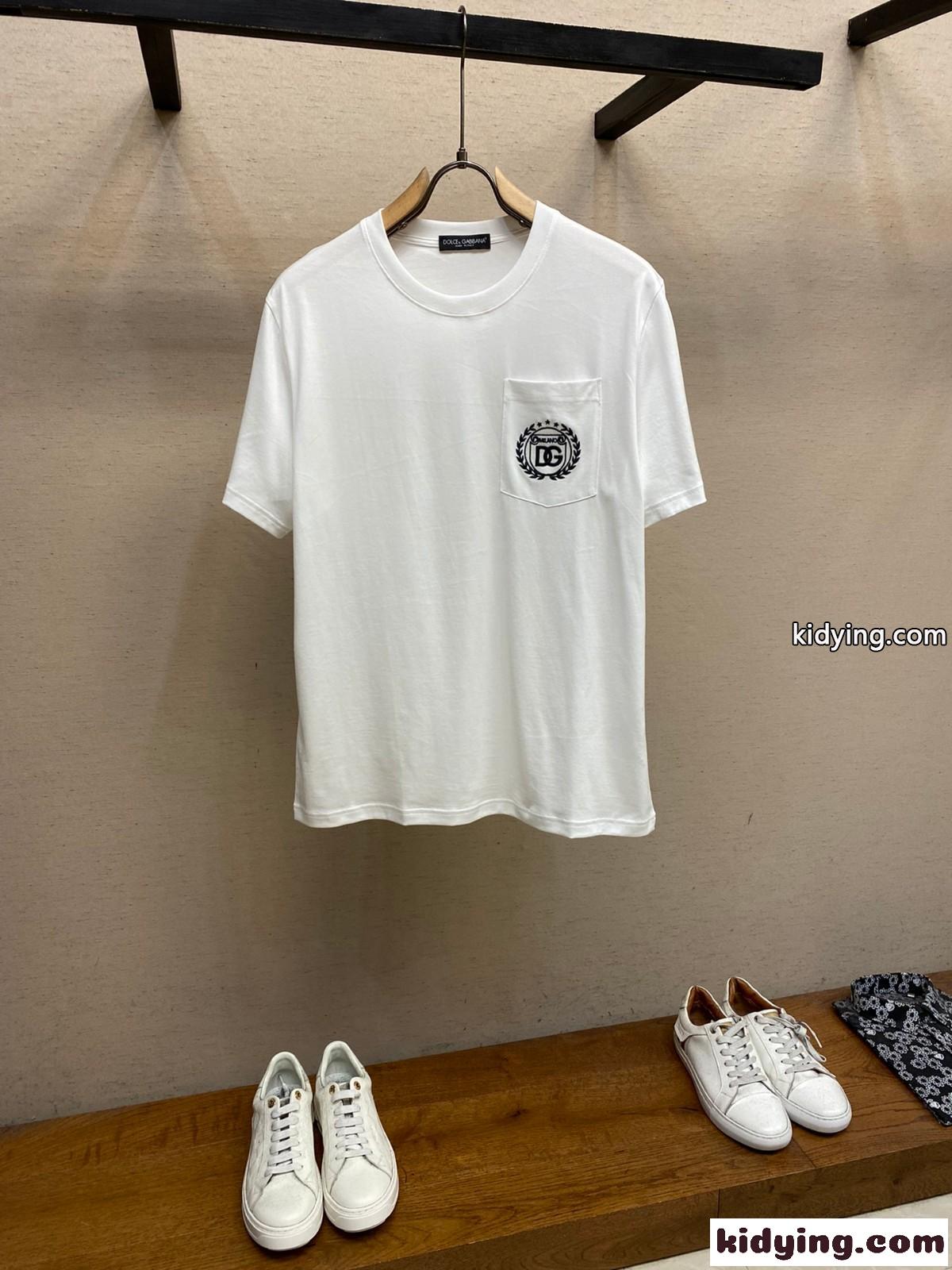 コットン DG MILANOロゴエンブロイダリー ドルチェ&ガッバーナ Tシャツ コピー ホワイト-2