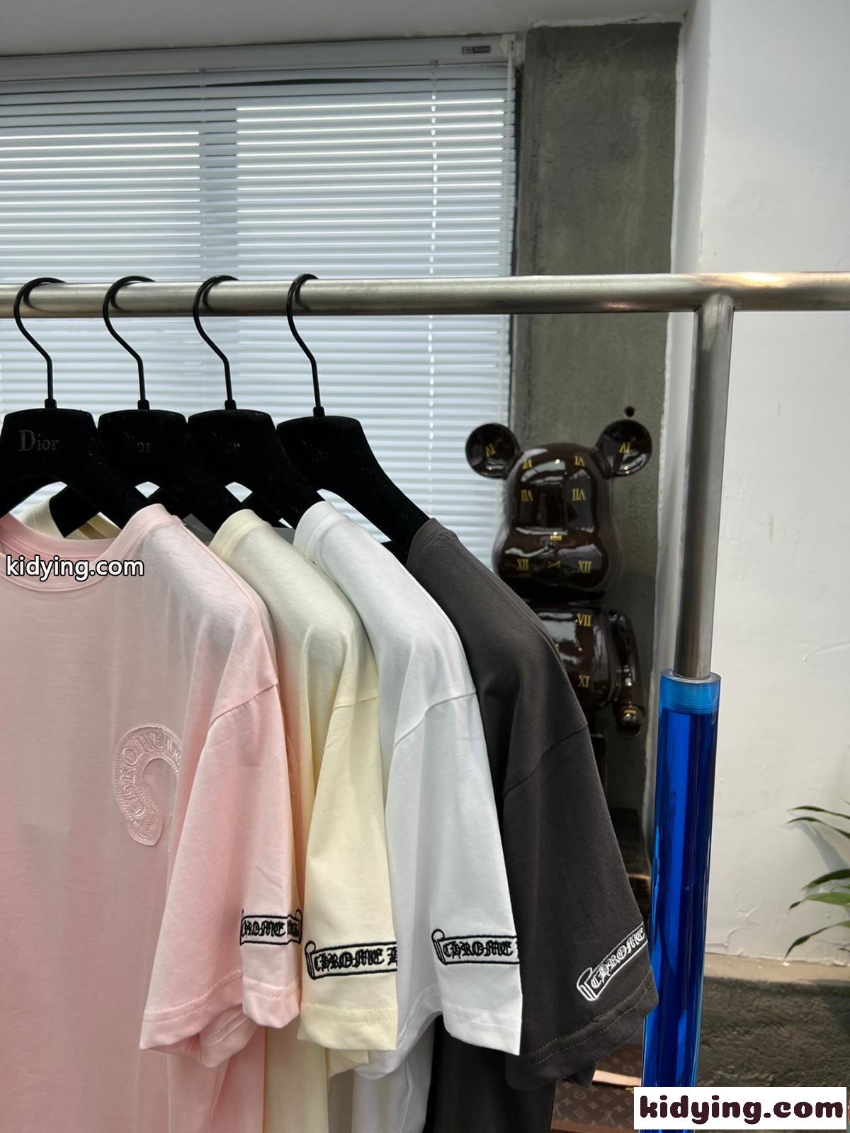 4色あり おしゃれ カジュアル 刺繍 クロムハーツ 半袖Tシャツ コピー クルーネック 着痩せ トップス-0