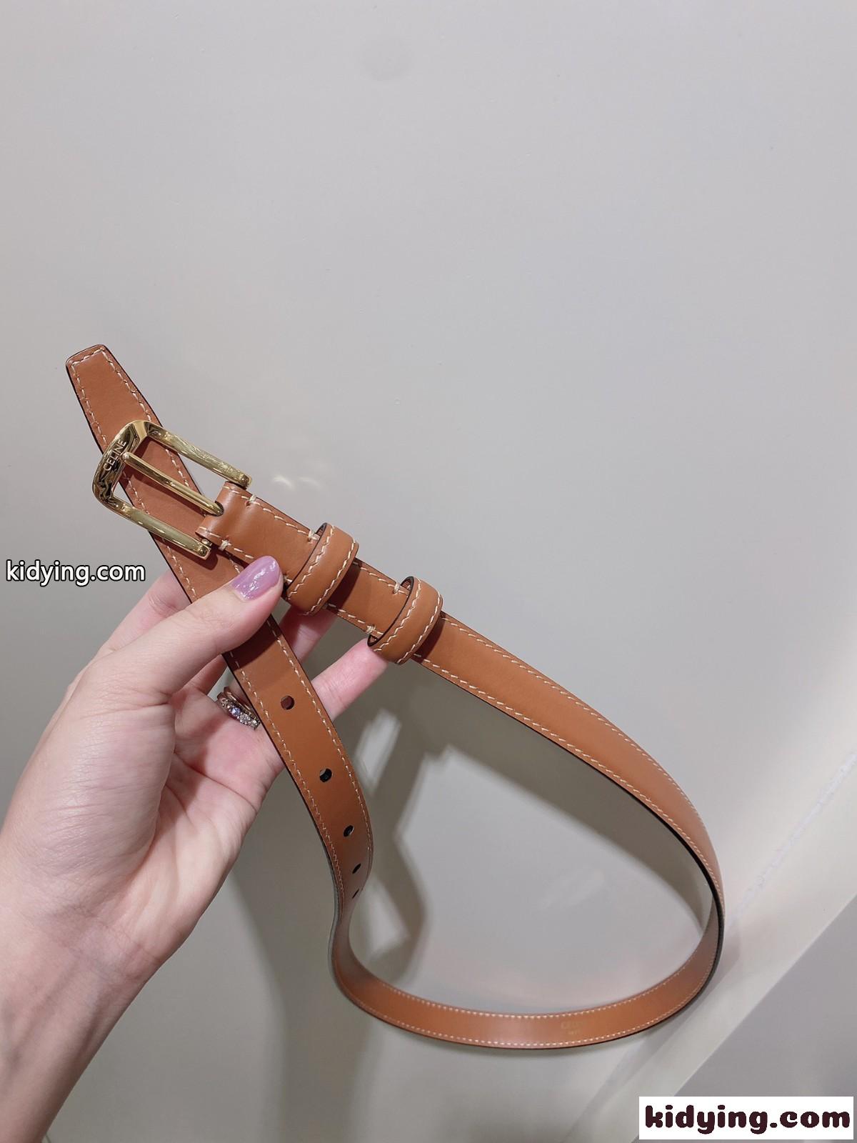 シンプル 合わせやすい レザーベルト セリーヌ ベルト コピー ブラウン-2