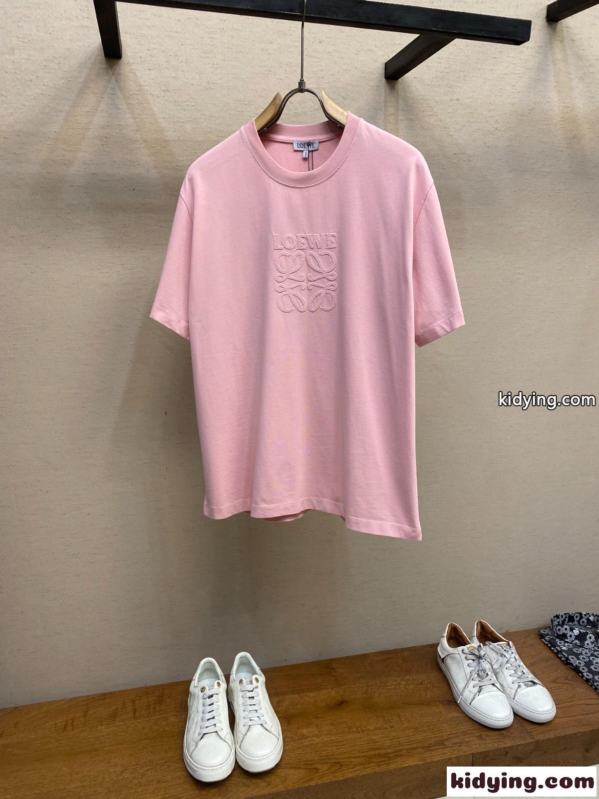 リラックスフィット コットンTシャツ ロエベ Tシャツ コピー 半袖トップス ピンク-1