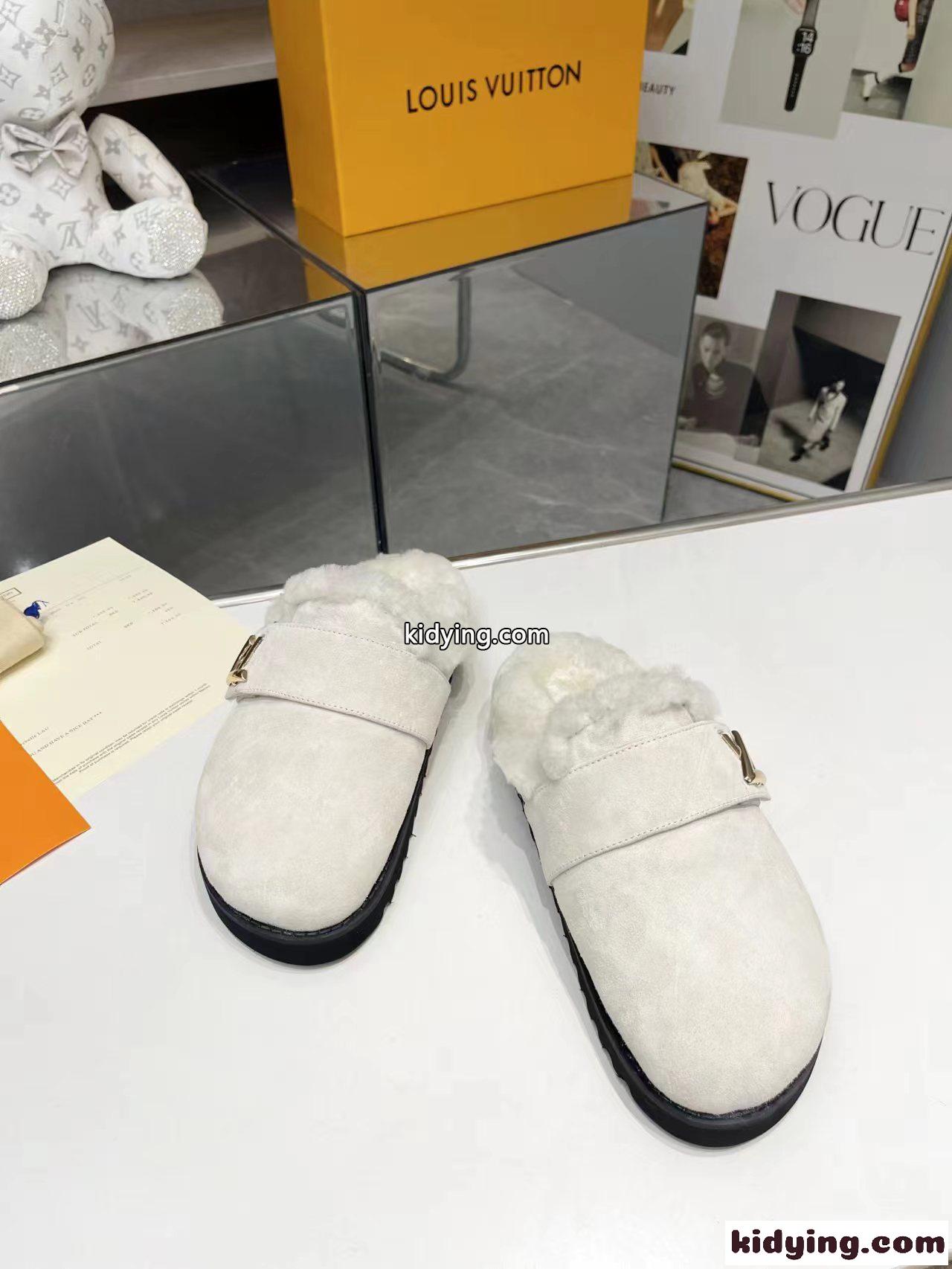 秋冬 ふわふわ LV コージー ミュール サンダル ルイヴィトン サンダル コピー-2