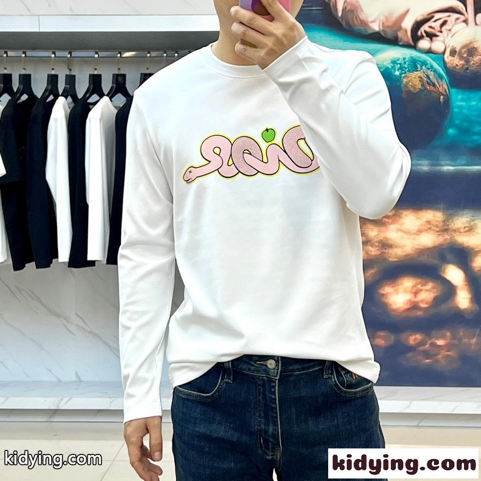 シンプル ロゴ入り 長袖Tシャツ クリスチャン・ディオール Tシャツ コピー ホワイト-1