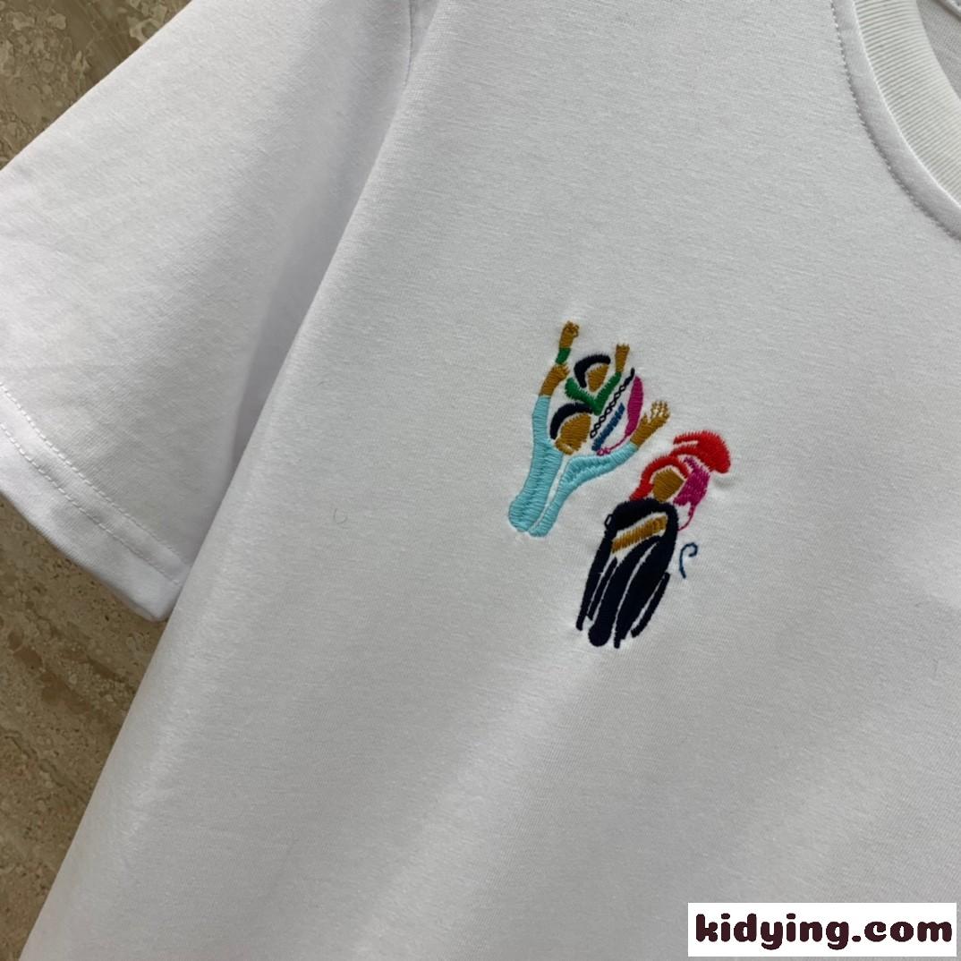 シンプル 刺繍入り コットン 半袖Tシャツ クロエ Tシャツ コピー 合わせやすい-0