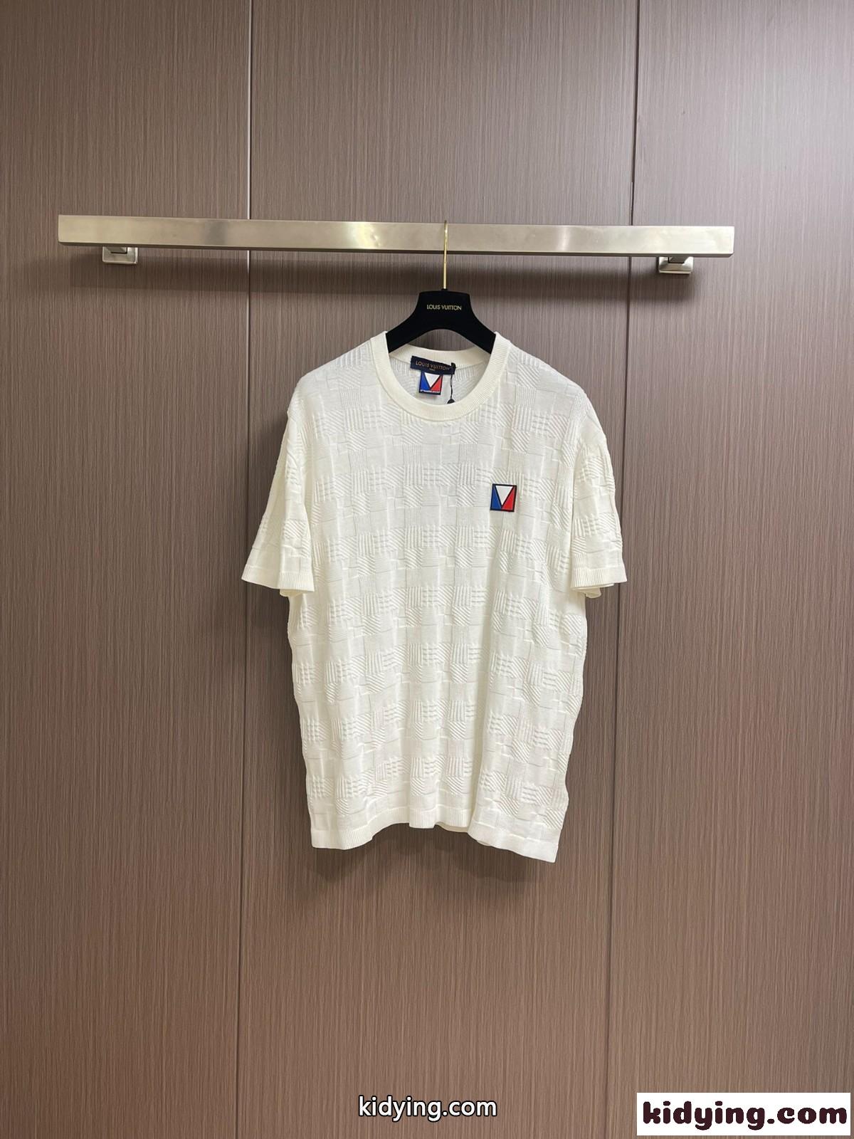 ダミエジャカードショートスリーブコットンクルーネック ルイヴィトン Tシャツ コピー-0