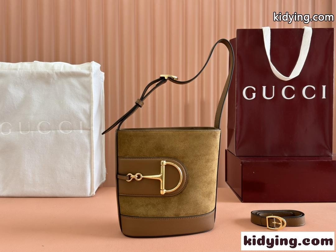GUCCI 73 スモール バケットバッグ スエード グッチ バッグ スーパーコピー 833665 ブラウン-0