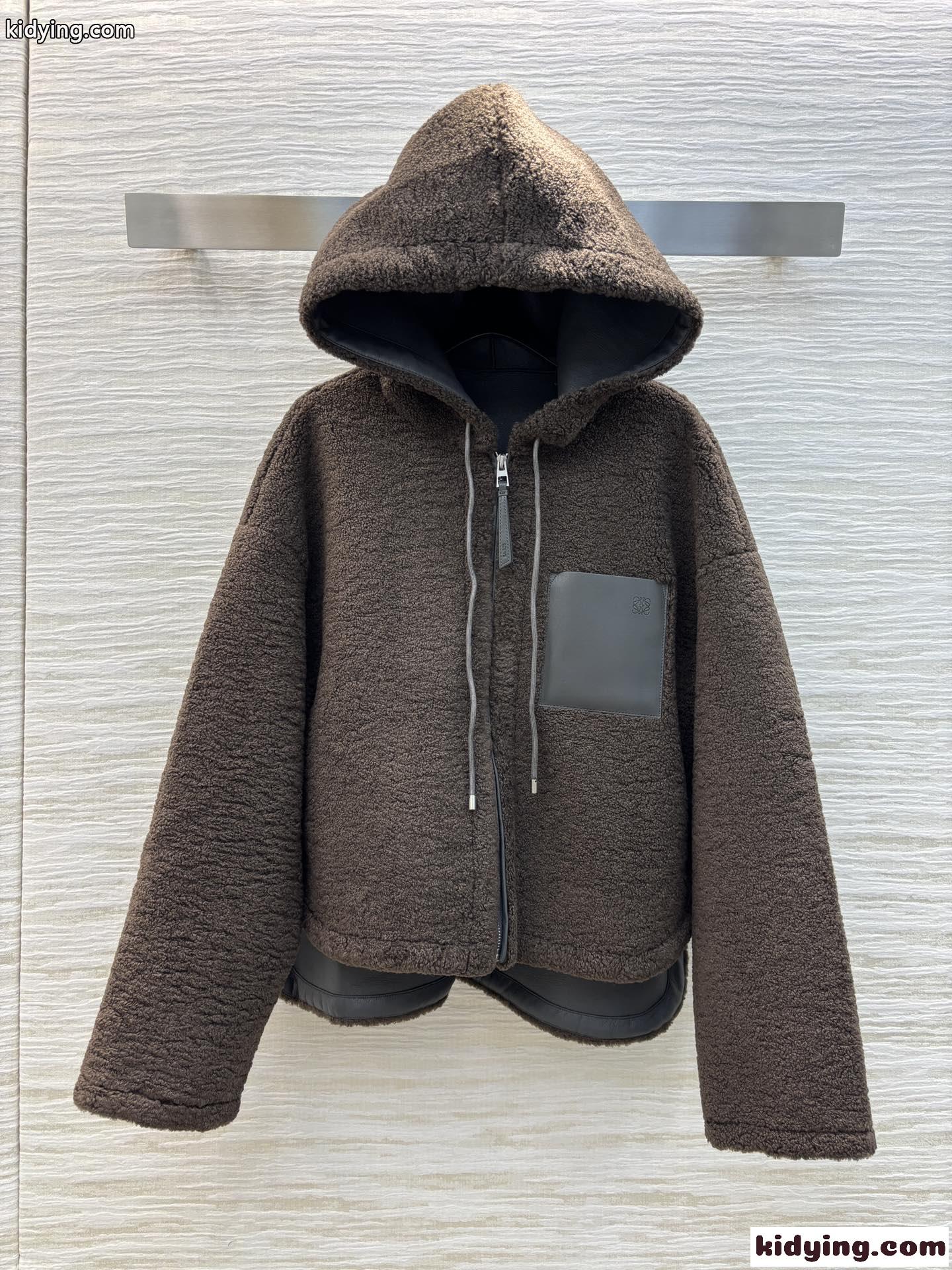 定番 フード付き フリースジャケット ロエベ ジャケット コピー ブラウン-2