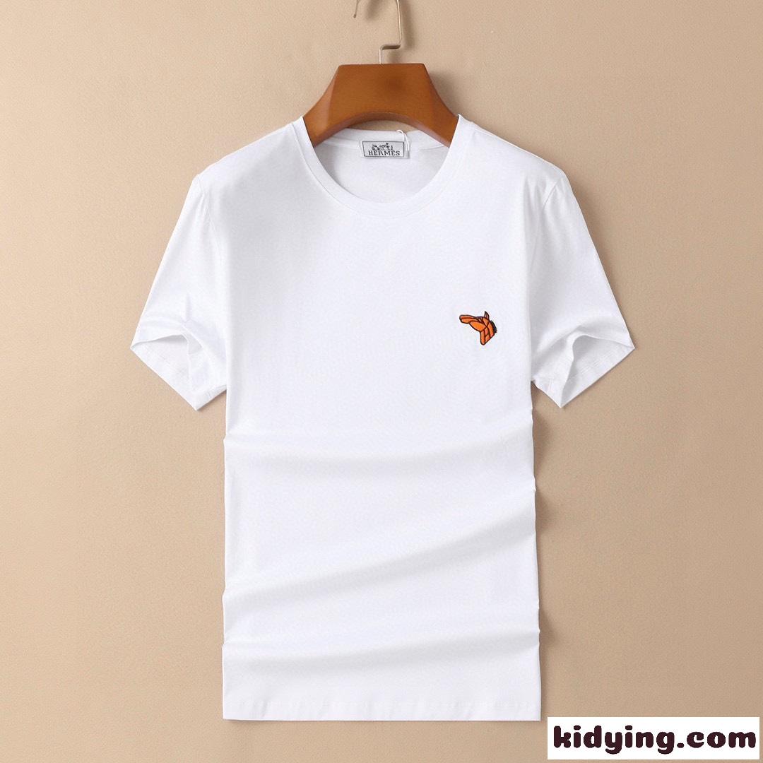 3色あり 柔らかい 快適 エルメス 半袖tシャツ コピー 夏 定番 着回し ロゴ 刺繍 カジュアル トップス-3