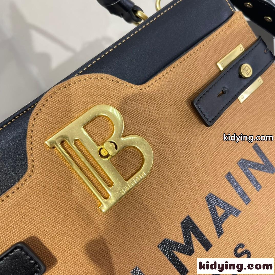 23SS 人気 おしゃれ B-BUZZ ロゴ バルマン バッグ コピー キャンバス＆レザー ハンドバッグ-3