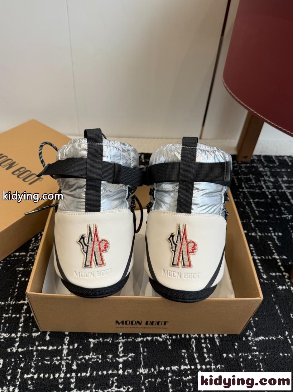 MONCLER × MOON BOOT スノーブーツ モンクレール ブーツ スーパーコピー シルバー-4