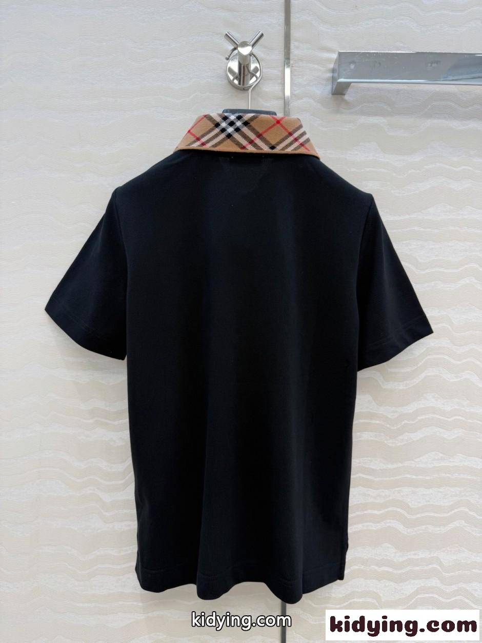 カジュアル コットン 半袖 ポロシャツ バーバリー Tシャツ コピー ブラック-4