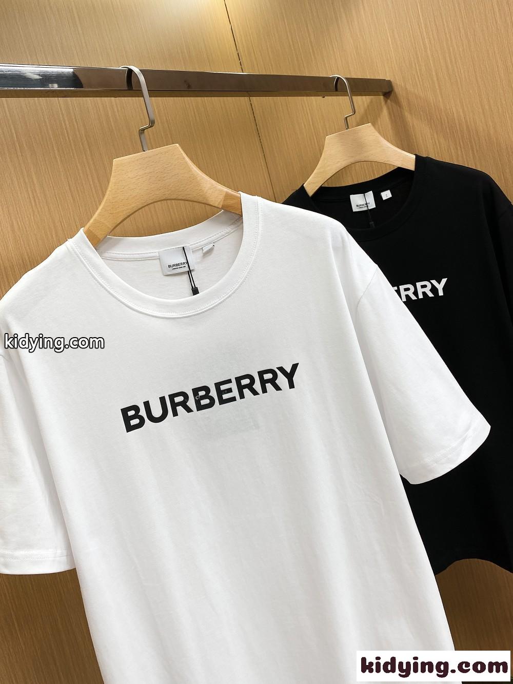 ユニセックス シンプ ル ロゴプリント コットン バーバリー Tシャツ コピー 半袖 クルーネック トップス-2