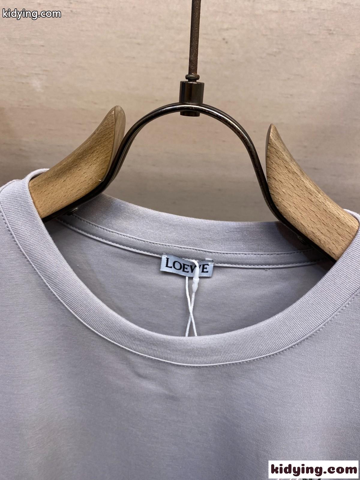 ロエベ Tシャツ コピー シンプル アナグラム コットンブレンドTシャツ 半袖トップス グレー-2