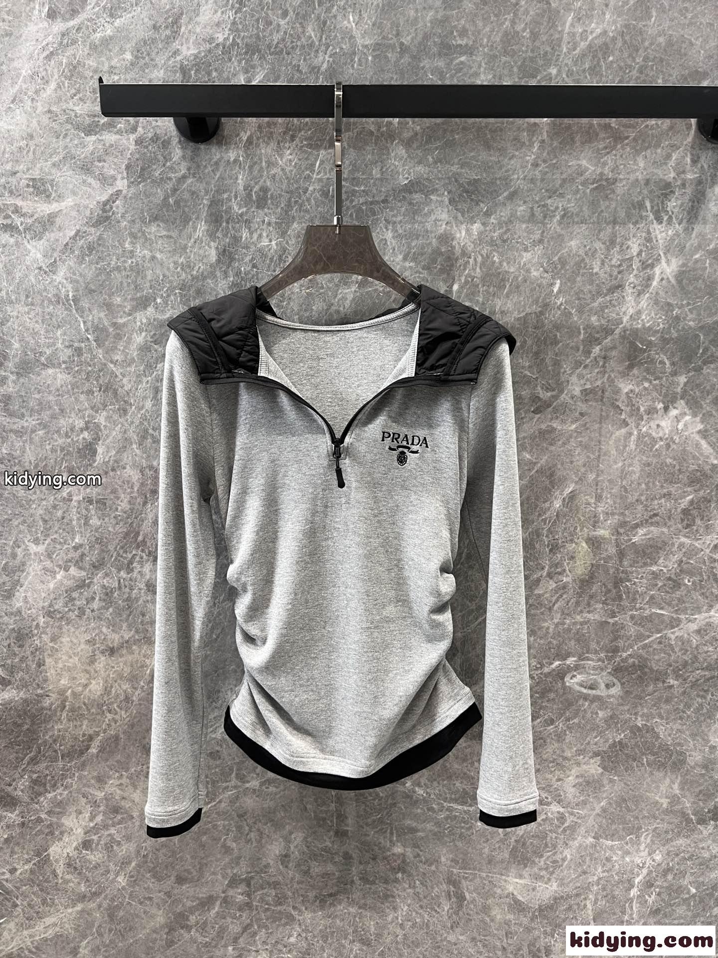 お値打ち価格 prada t シャツ アウトレット偽物 トップス 長袖 純綿 ロゴ刺繍 シンプル カジュアル ホワイト-0