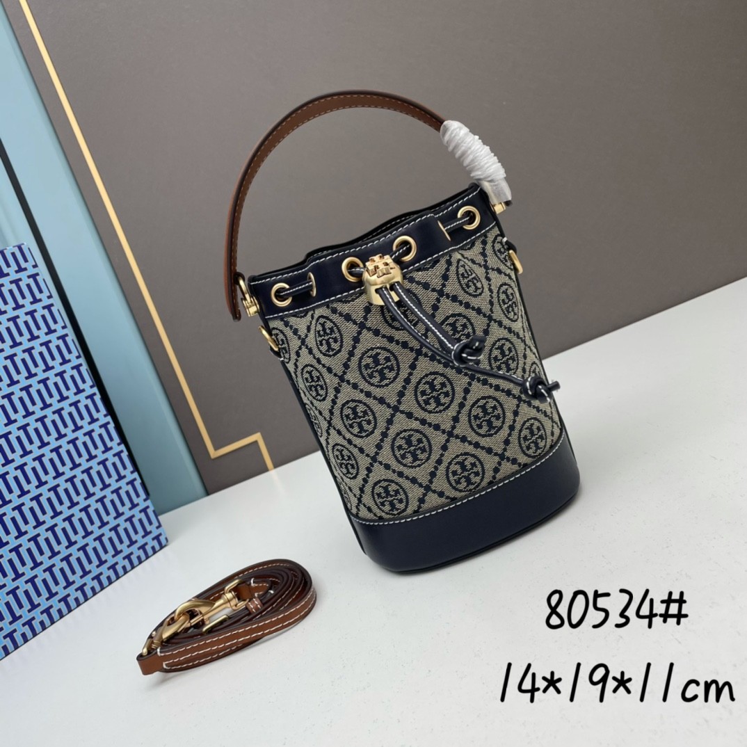 おしゃれ 人気 Tory Burch T モノグラム ジャカード ミニ バケットバッグ コピー-0