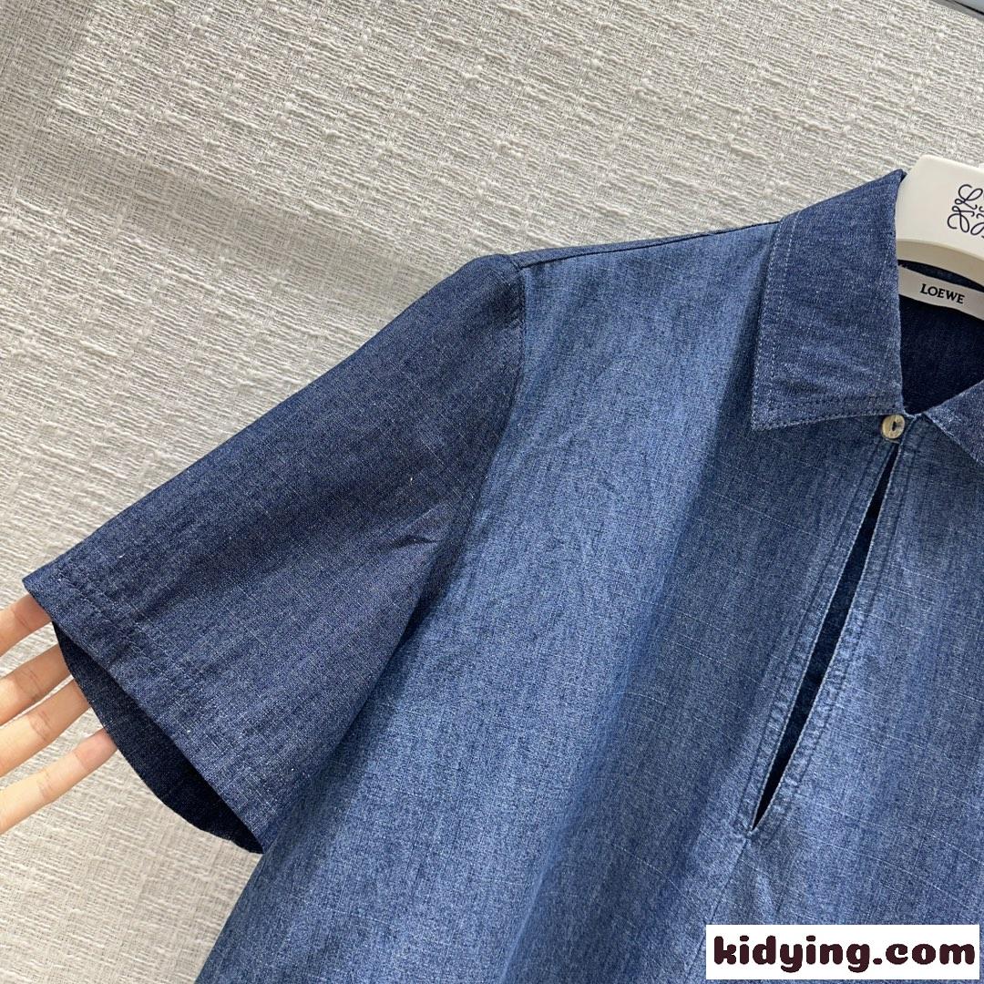 おしゃれ カジュアル デニム ヴァルーズ ロエベ シャツ コピー クロップド丈-1