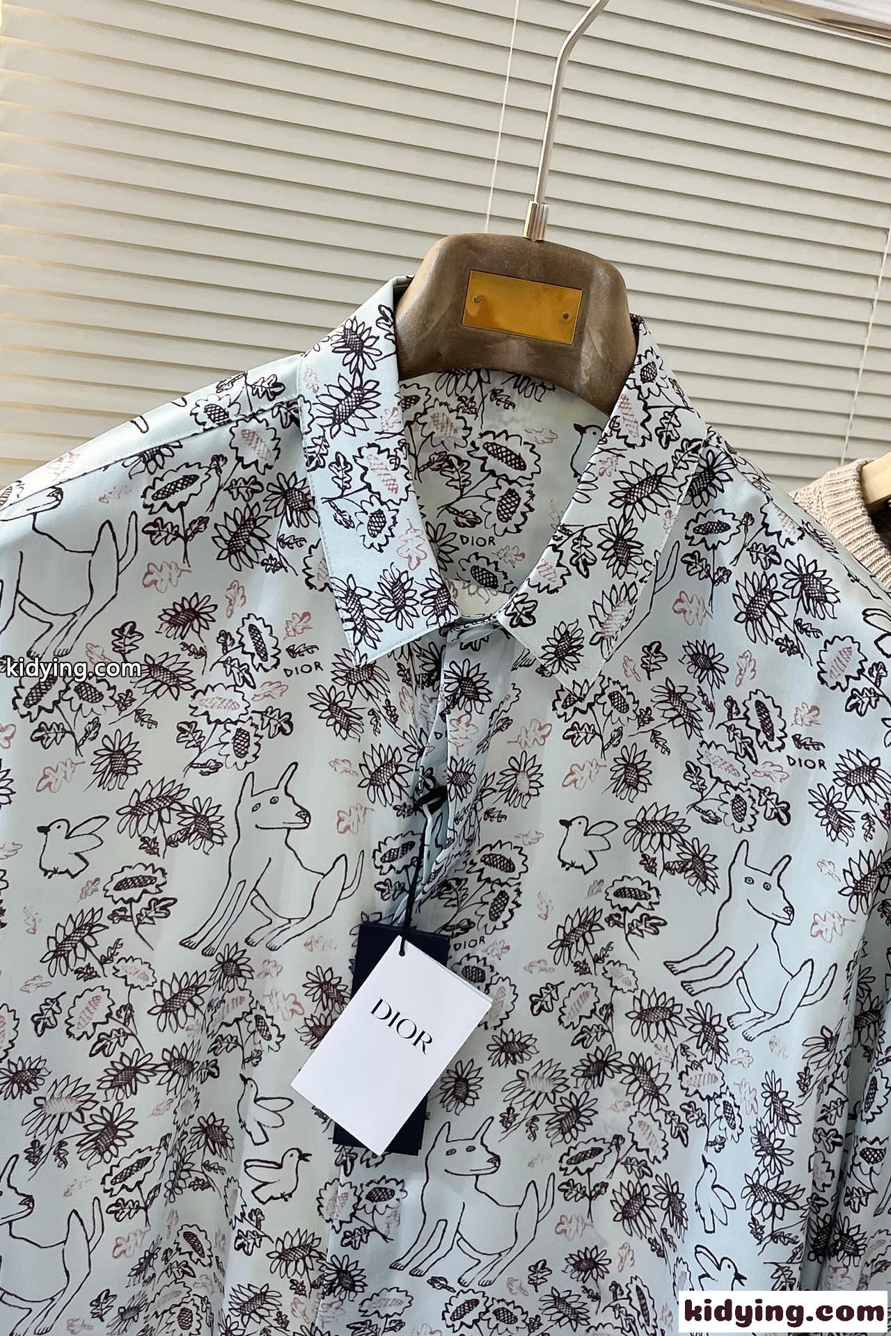 DIOR AND HYLTON NEL シャツ コピー シルク プリント トップス-4