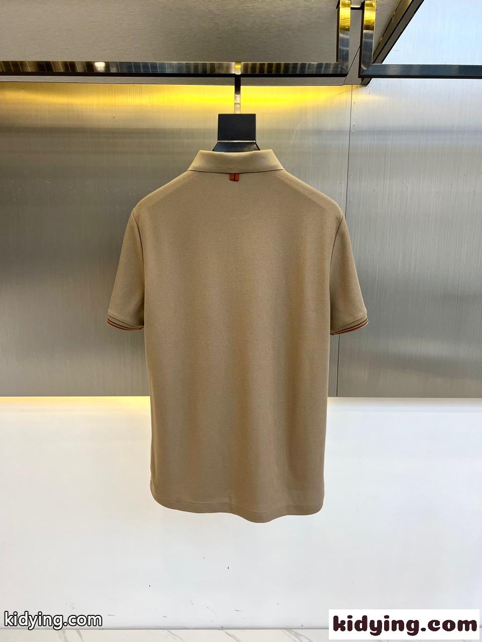 洗練された ハーフジップ ポロシャツ エルメネジルド・ゼニア Tシャツ コピー カーキ-4