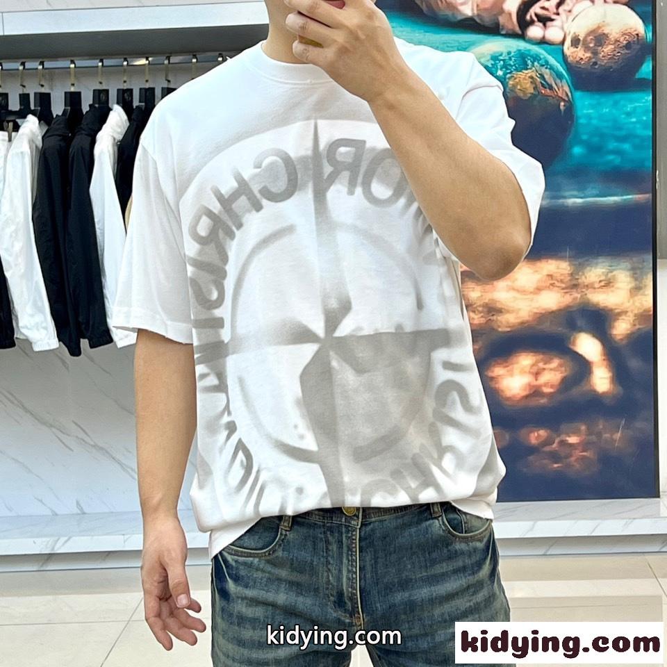 カジュアル おしゃれ プリント 半袖Tシャツ クリスチャン・ディオール Tシャツ コピー ホワイト-1